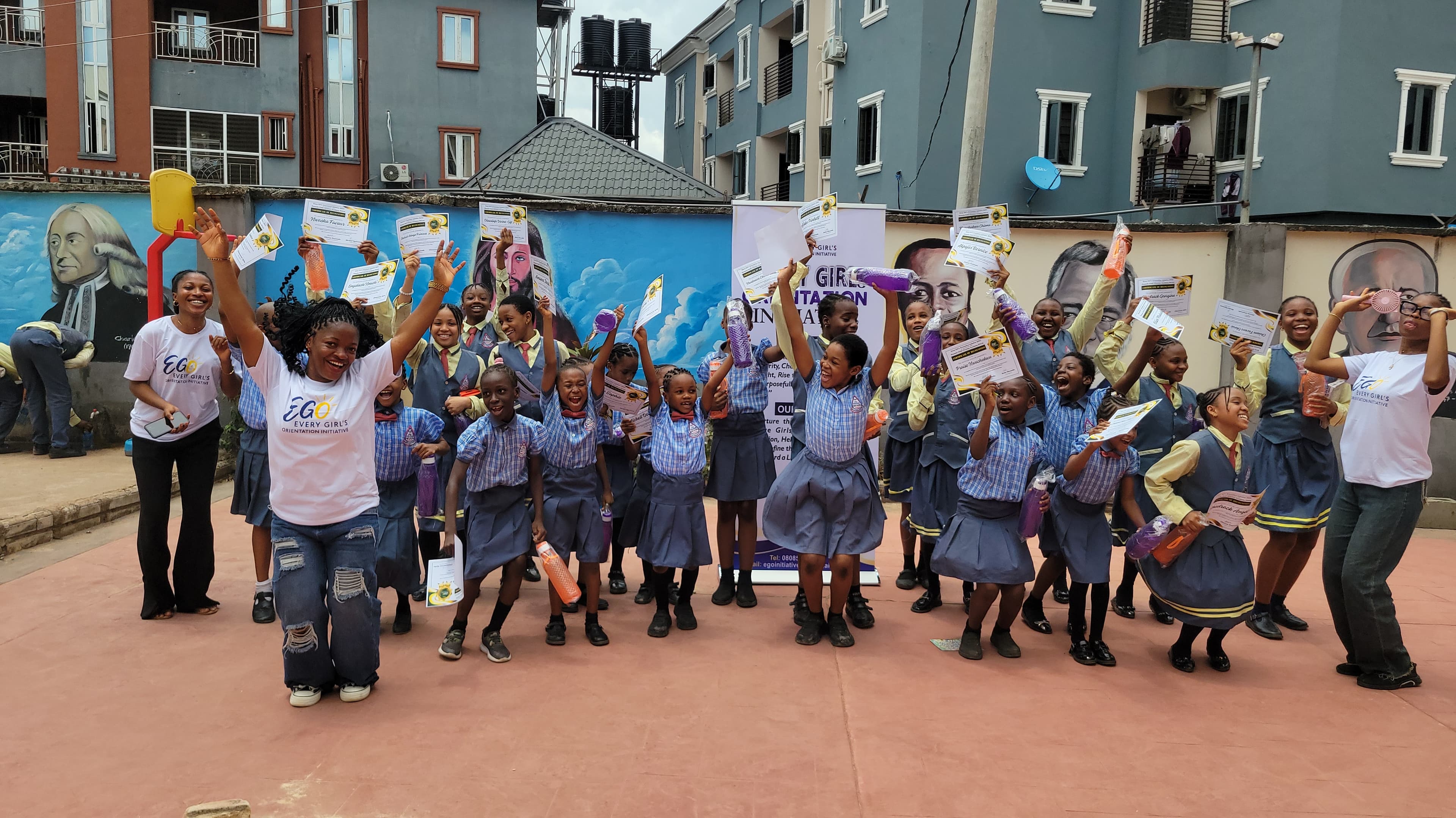 Young Nigerian girls learning in a classroom